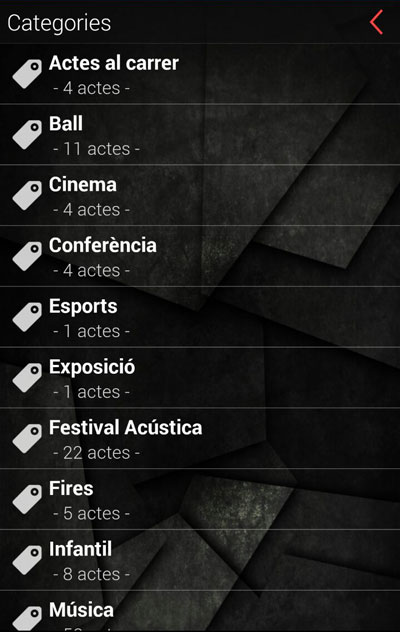 Android App : Filtre categories